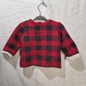 Kyle & Deena 3-6mos Plaid Sweater Button Snaps Fleece Arm Cuffs